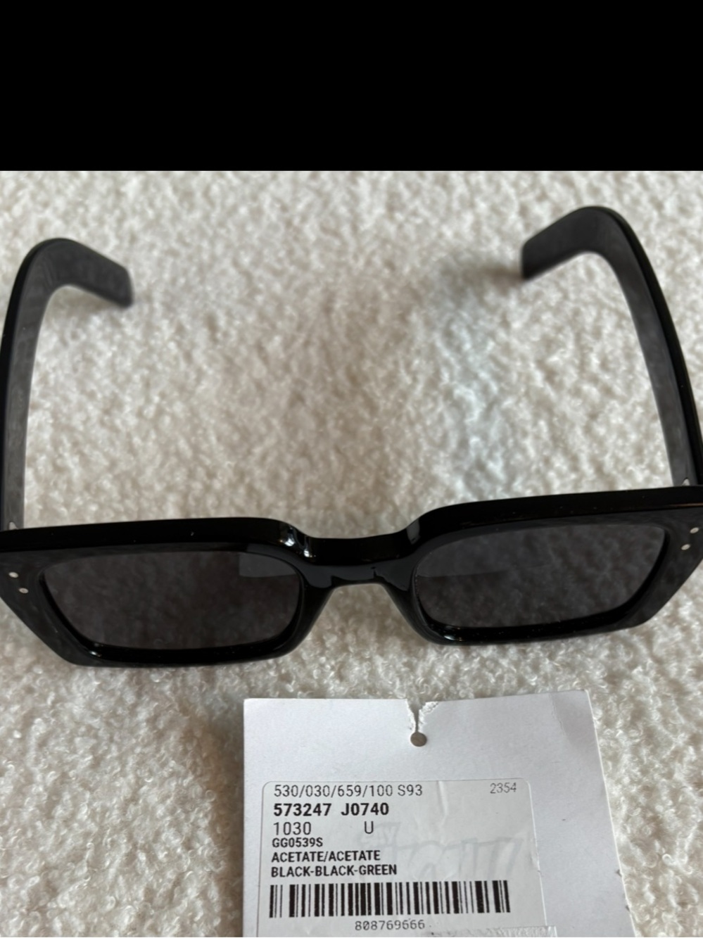 Gucci Black Rectangular Sunglasses